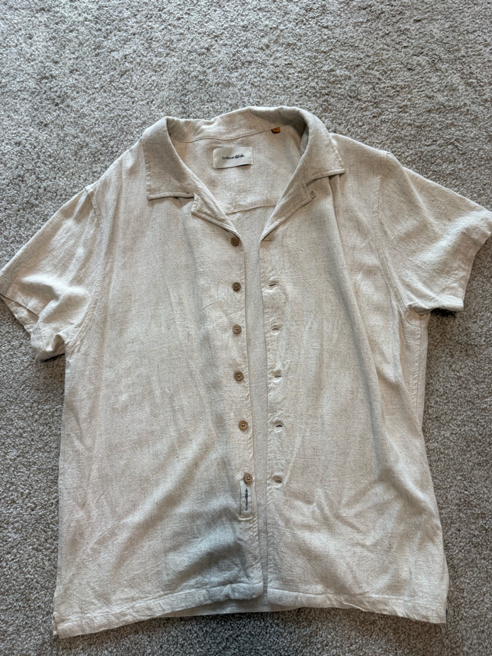 Casual Short-Sleeve Button Shirt in Light Beige
